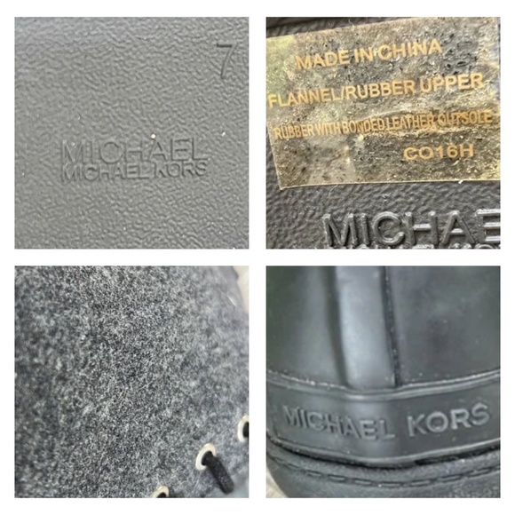 Michael Kors Easton Flannel and Rubber Tall Rain Boot, Black / Gray, Size 7 - Picture 11 of 11